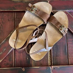 Dansko Rebekah SOFT Sole Waxy Burnished Tan Women's Sandals  Size 9.5-10